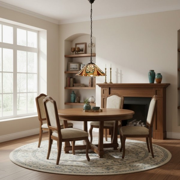 TF Hector Pendant Light - Art Nouveau Stained Glass Decorative Light for Dining or Living Room KL1985