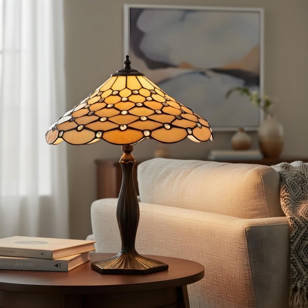 TF Pearl Stained Glass Table Lamp - Bedroom and Living Room Ambient Light KL1957