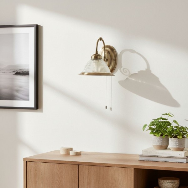 TF Vintora Ribbed Glass Wall Lamp - Industrial Bell Shape for Diner and Hallway KL1959