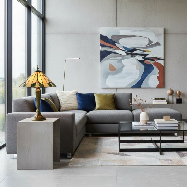 TiffStar Nature Inspired Art Glass Table Lamp - Stained Glass Leaf Pattern for Home Décor KL1958