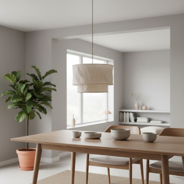 Aeroloom Organic Texture Pendant Lamp - Soft Layered Fabric Shade Modern Decorative Lighting for Any Room KL2086