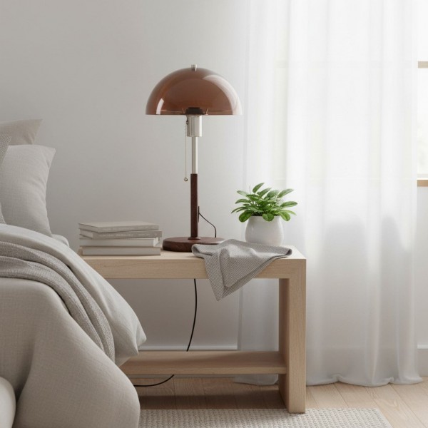Afterglow Table Lamp Rounded Shade Bedside Accent Table Lamp - Modern Retro Style for Bedroom KL2143