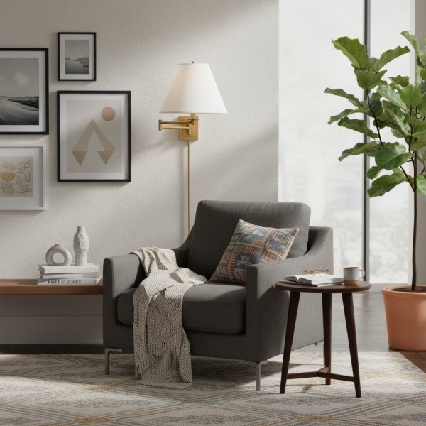 Arcuma Rotating Arm Wall Lamp - Retro Metal and Fabric for Bedrooms and Reading Corners KL2067