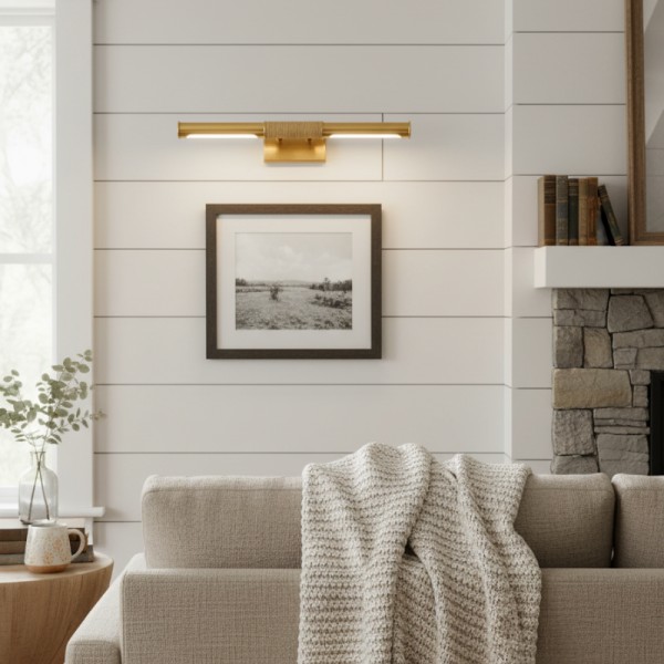 Aurix Picture Light - Slim Wrapped‑Center Bar Design Metal Finish Wall Lamp for Gallery & Hallway KL2163