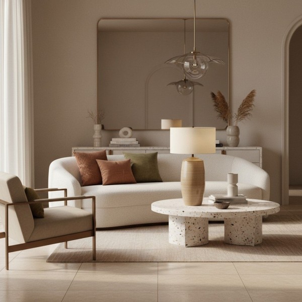 Ceruna Linen Lampshade Ceramic Table Lamp - Metal Frame and Ceramic Base for Home Office Lighting KL2189