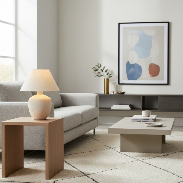 Ceruna Modern Ceramic Table Lamp - Sculptural Body Clean Finish for Entryway and Lounge KL2183