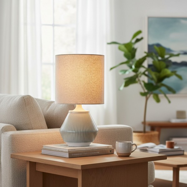 Ceruna Ripple Ceramic Table Lamp - Modern Design Minimalist Style Lighting Perfect for Living Room Bedroom Office KL2182