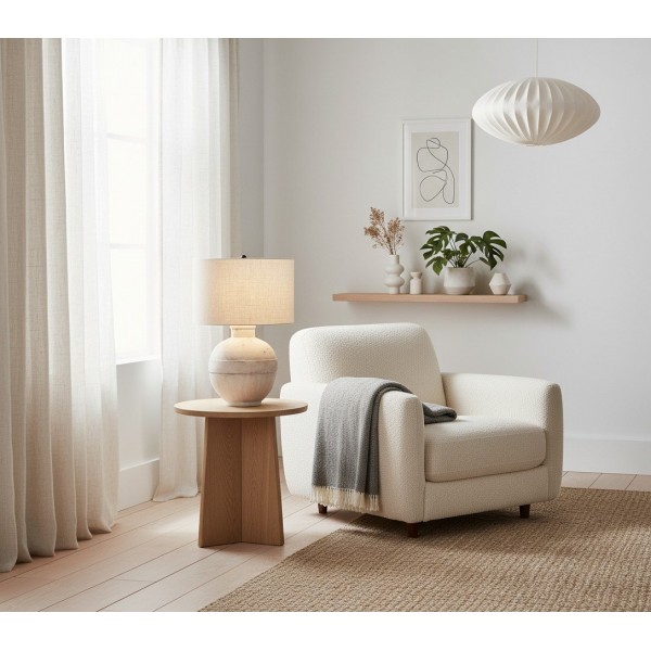 Ceruna Table Lamp with Textured Ceramic Base and Soft Glow for Bedroom Nightstand KL2175