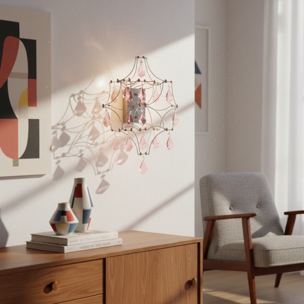 Crynora Crystal Cascade Wall Sconce - Sparkling Firefly Effect LED Light for Bedroom or Living Room KL2106