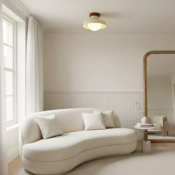 Elystra Modern Ceiling Light Minimalist Glass Shade Metal Fixture for Living Room Kitchen Hallway KL2083