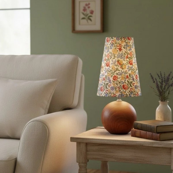 Florence Decorative Floral Table Lamp - Stylish Ambient Light with Wooden Detail for Home KL2111