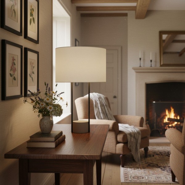 Luma Minimalist Industrial Table Lamp and Floor Lamp - Metal Frame with Soft Fabric Shade for Home and Office KL2191