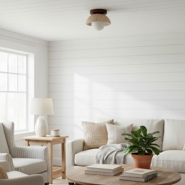 Travira Ceiling Light Textured Bowl Design Flush Mount Ceiling Lamp - Organic Style for Living Rooms KL2054