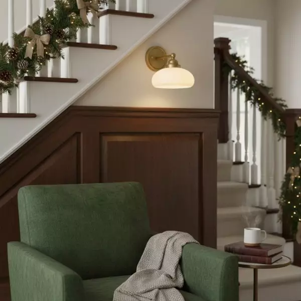 Velora Vintage Industrial Wall Sconce with Glass Shade for Hallway and Entryway KL2073