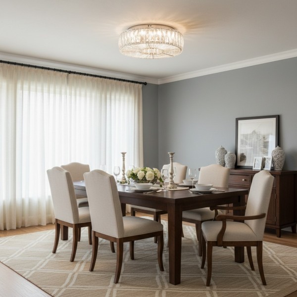 Clereon Elegant Round Flush Mount Ceiling Light - Modern Glass Design for Living Room KL2236