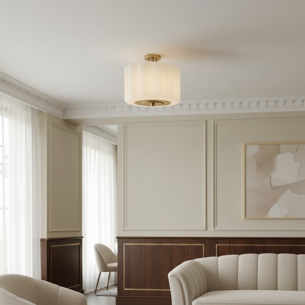 Enoravelo Farmhouse Ceiling Fixture - Scalloped Glass Shade with Vintage Design for Interiors KL2207