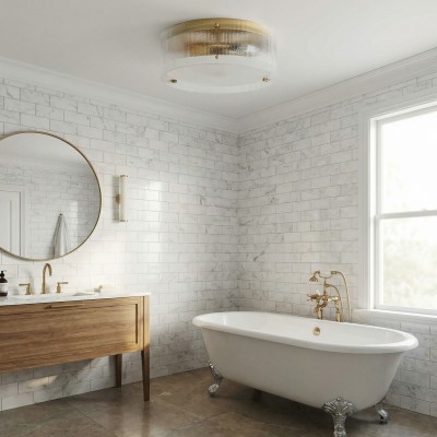 Plafonnier rond en laiton... 2