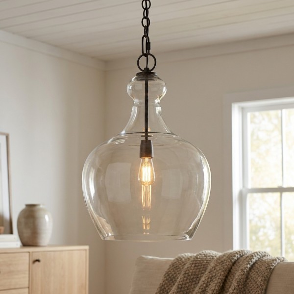Lirra Hand Blown Glass Hanging Light - Industrial Style for Living Rooms and Entryways KL2222