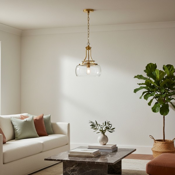 Lirra Vintage Transparent Glass Dome Pendant Light - Classic Industrial Style for Entryway KL2216