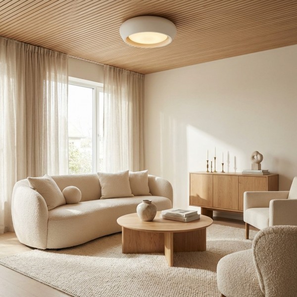 Monocem Minimalist Concrete Ceiling Fixture - Stylish Flush Mount Light for Living Room KL2218