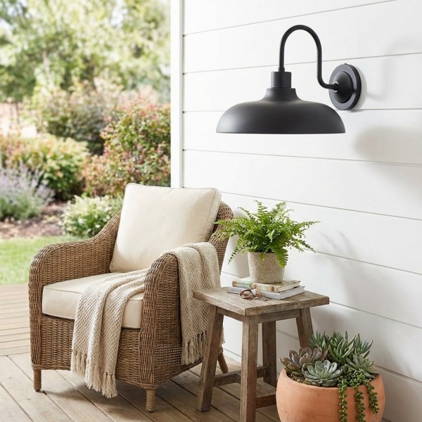 Velara Industrial Metal Rustic Dome Wall Sconce - Classic Curved Outdoor Wall Light for Porch and Patio KL2232