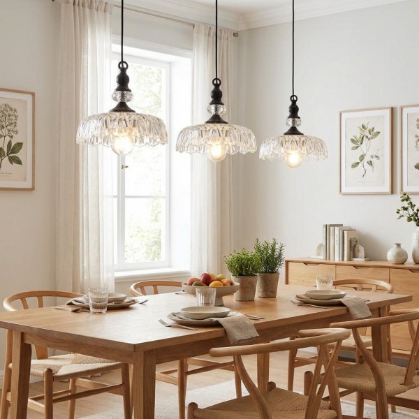 Verdoma Flower Glass Pendant Light - Vintage Floral Design for Living and Dining KL2240