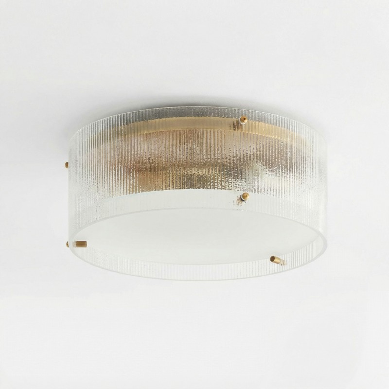 Glimmerove Fluted Glass Brass Round...