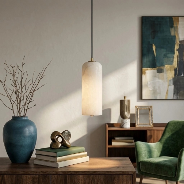 Alabresca Mid Century Alabaster Pendant Light - Multi Head Hanging Lamp for Kitchen Island KL2299