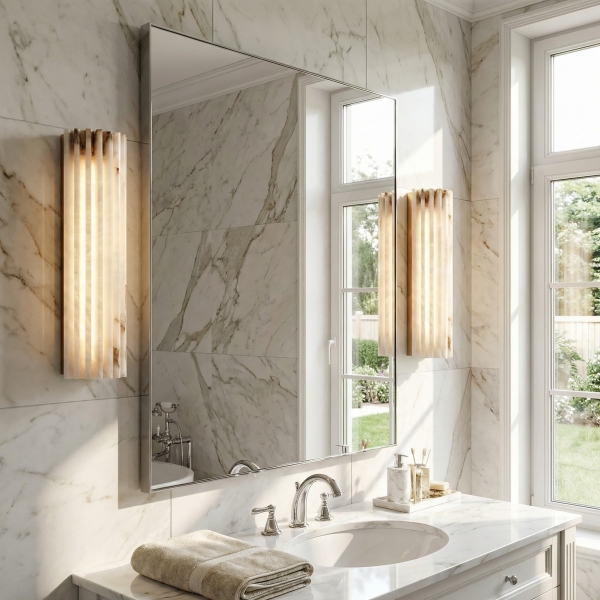 AlaVelle Contemporary Alabaster Wall Lamp - Minimalist Wall Light for Bedrooms and Hallways KL2289