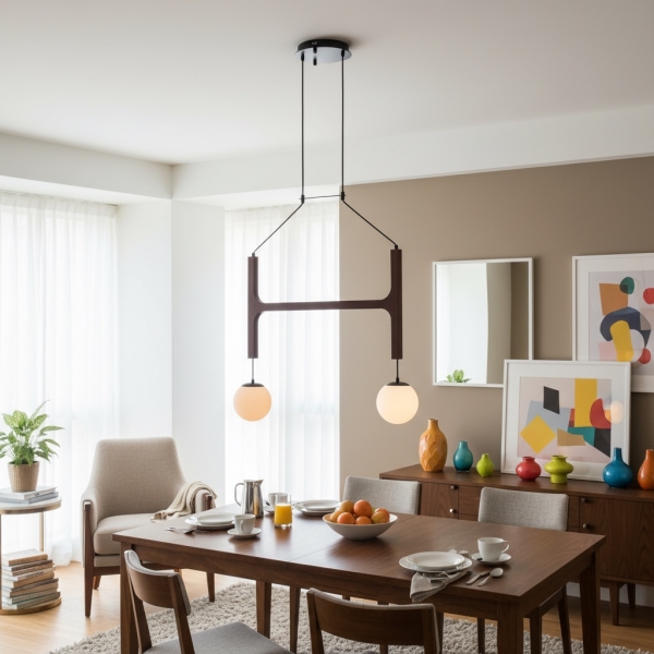 Auralith Wood Chandelier Multi Arm Fixture - Modern Natural Lighting for Living and Dining KL2306