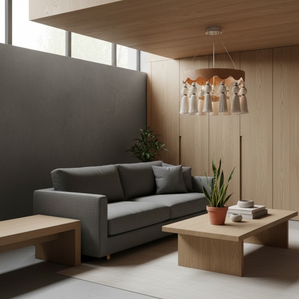 FringeAura Boho Tassel Chandelier - Large Cotton Fringe Chandelier for Dining and Living Room KL2250