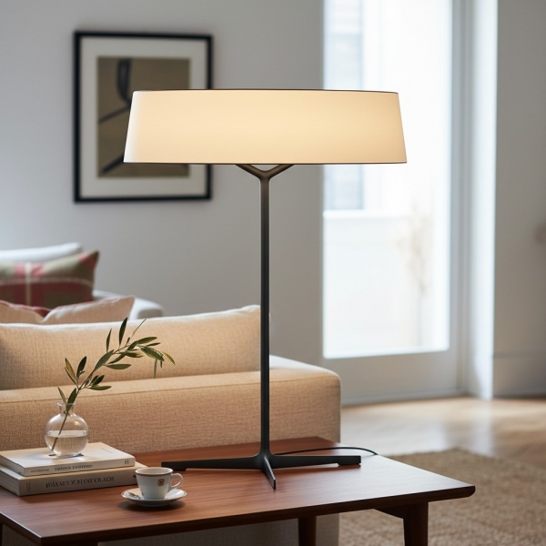 Delvara Modern Decorative Table Lamp - Metal Base Desk Lamp with Parchment Shade for Nightstand KL2296