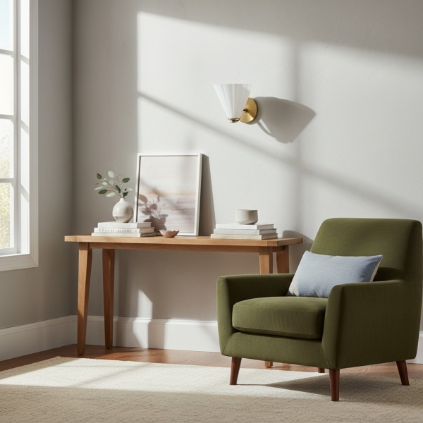 Mivie Modern Rippled Milk Glass Wall Sconce - Compact Profile for Bedrooms and Hallways KL2319