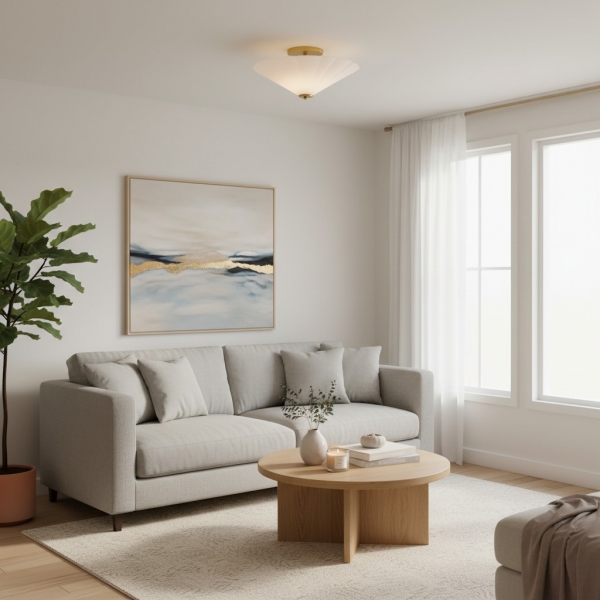 Mivie Streamlined Flush Mount - Vintage Rippled Glass and Champagne Bronze for Modern Living Rooms KL2320