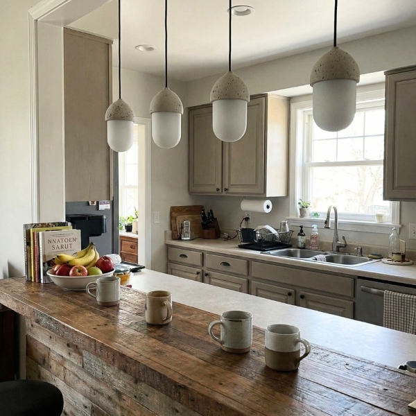 Orbaltis Modern Orb Cluster Pendant - Natural Stone and Glass Hanging Lamp for Living or Kitchen KL2248