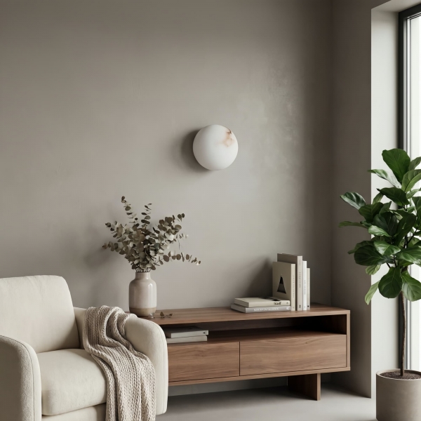 OrbisMuse Elegant Natural Stone Globe Wall Sconce - Minimalist Light for Hallways KL2305