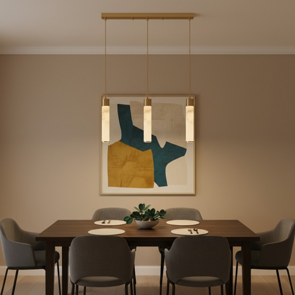 Solaryx Minimal Cylindrical Silhouette Pendant Light - Modern Style Lamp for Kitchen or Dining Room KL2282