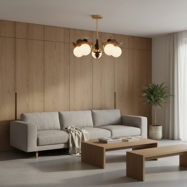 Solvane Multi Arm Chandelier with Glass Shades - Retro Decorative Lighting for Dining Room KL2260