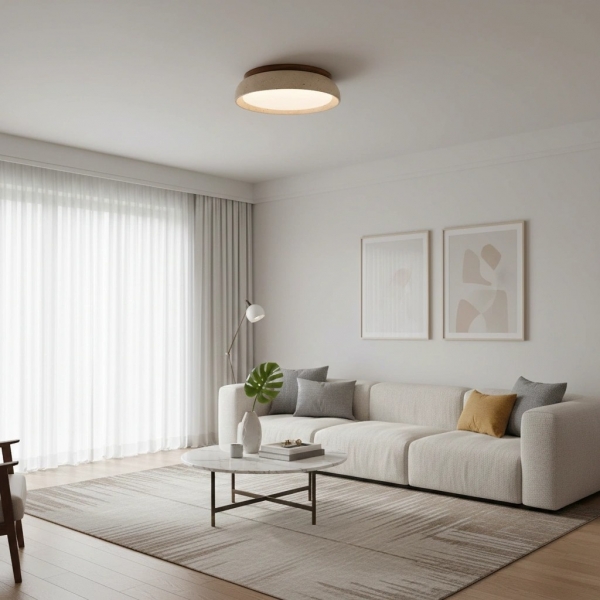 Torvella Round Ceiling Light Sculptural Disc Flush Mount - Modern Natural Bedroom Lighting KL2278