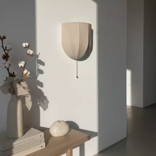 Fablune Linen Wall Lamp - Modern Fabric Textured Shade Wall Sconce for Living Room