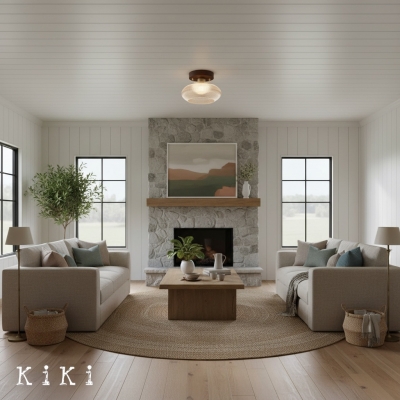 Plafonnier rond en verre... 2