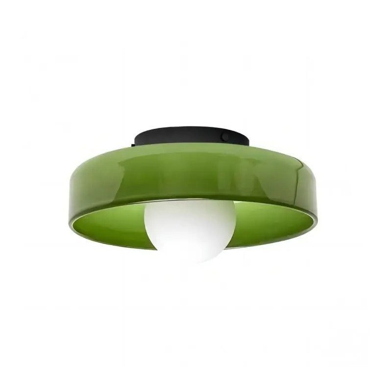 Lampada verde chiaro a disco e globo satinato