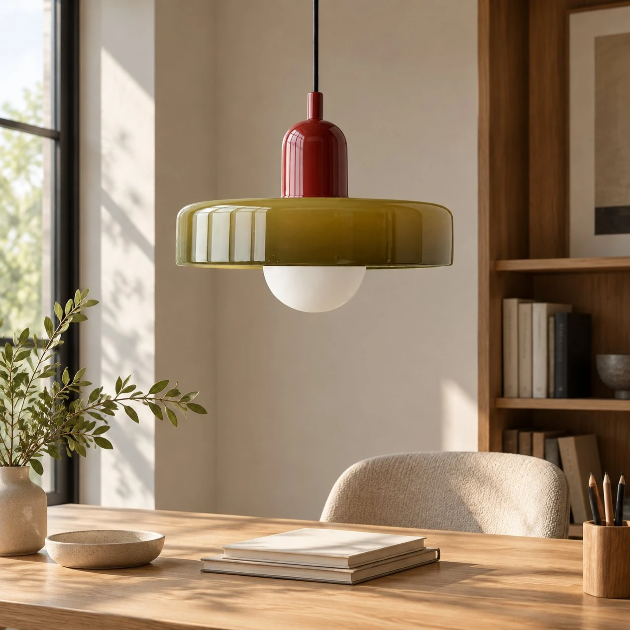 Bureau, vert et rouge