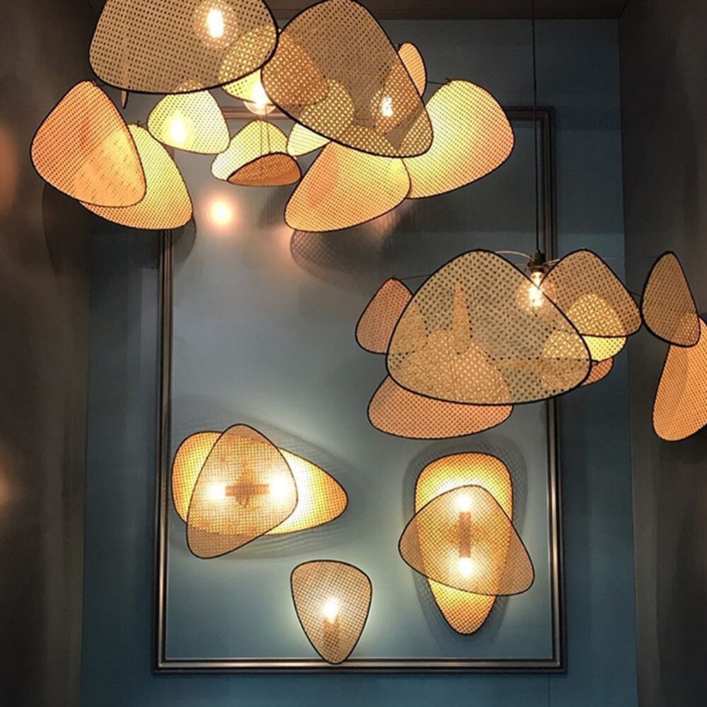 Screen Cannage Pendant Light - Decorative Rattan Sconce and Pendant Lamp for Living Areas