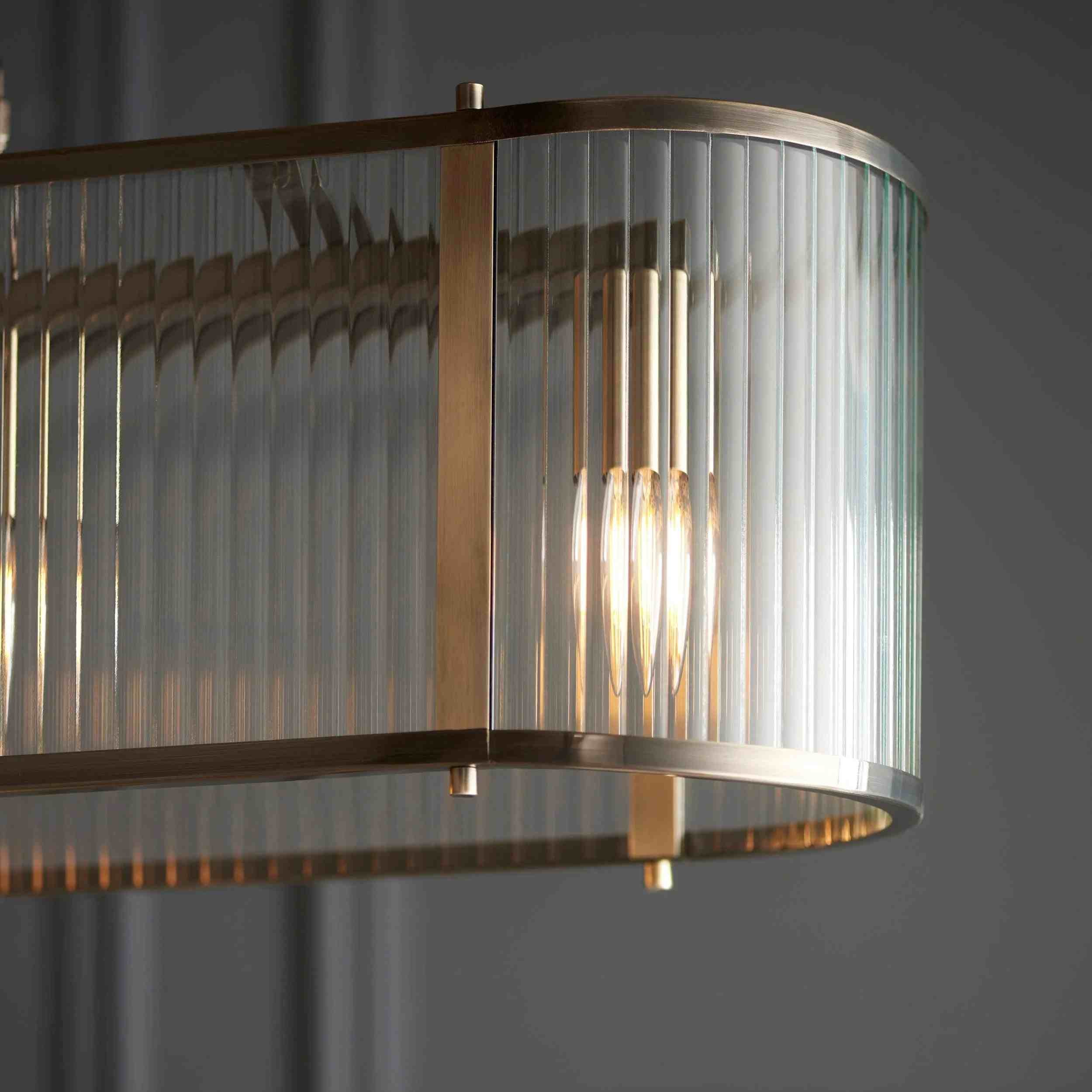 RibGlow Ribbed Glass Pendant Light - Antique Style Pendant Light for Dining Room KL1799