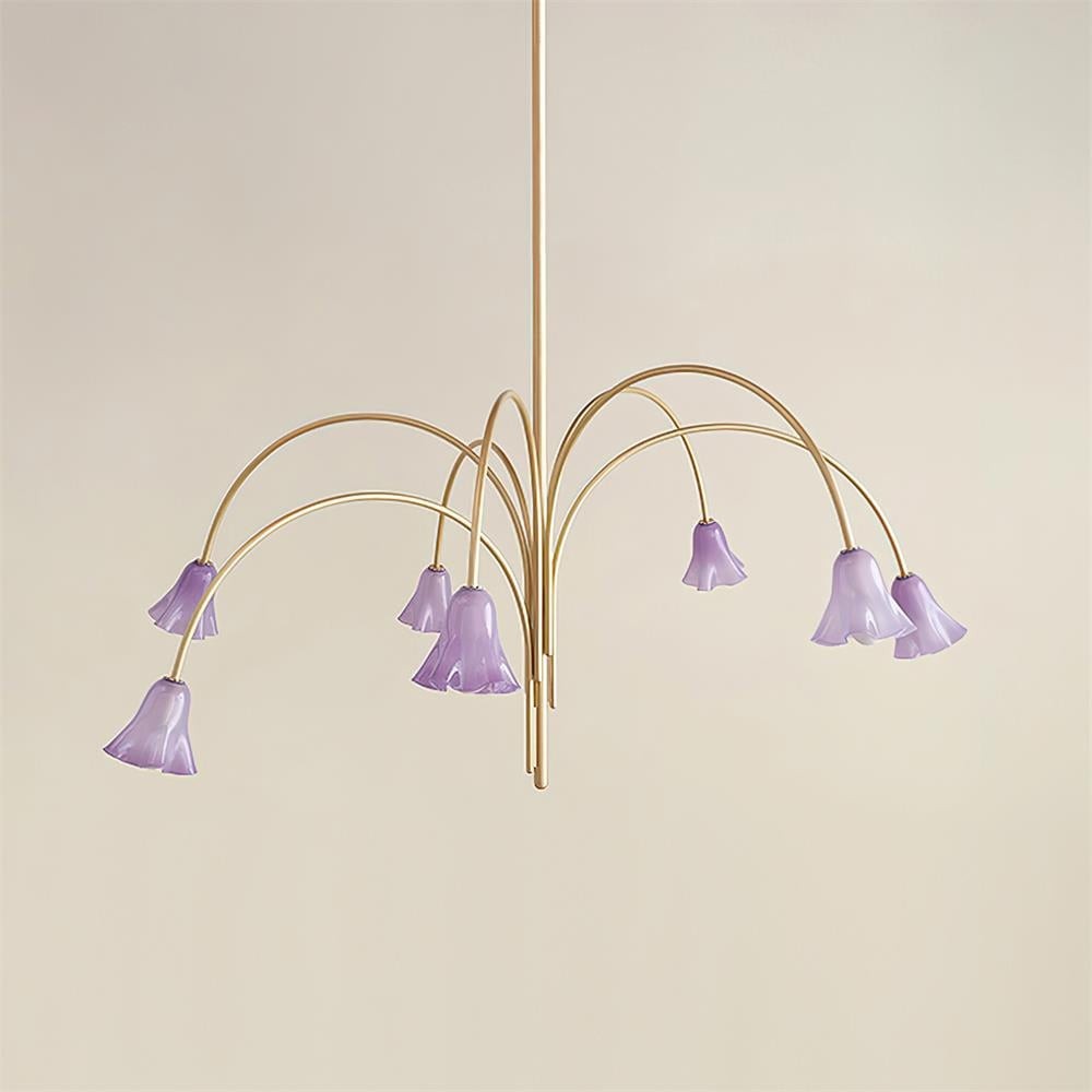 Bellina Modern Romantic Chandelier - Botanical Lily Design with Glass Flowers KL1449
