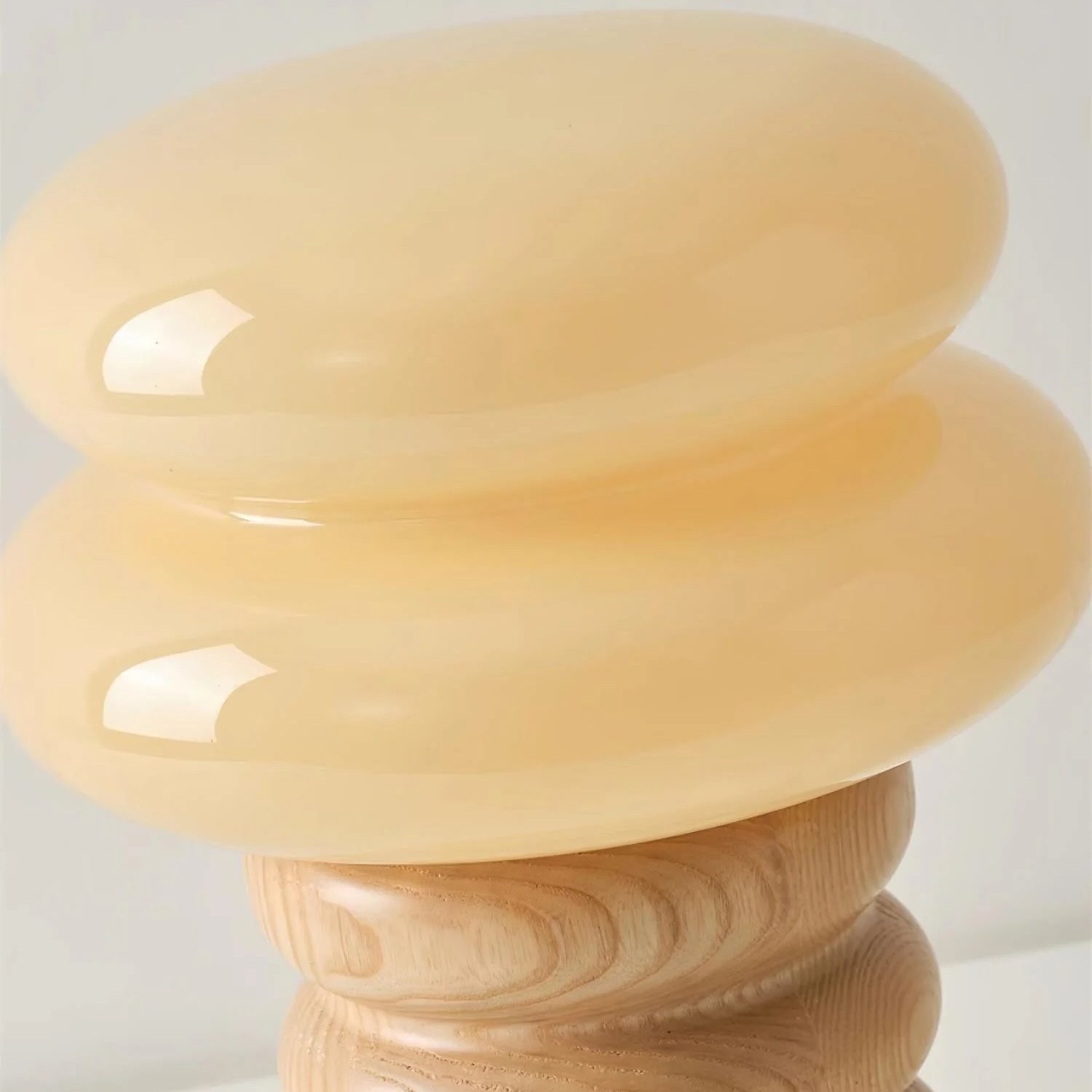 Auralume Refined Wood and Glass Table Lamp - Decorative Light for Bedroom and Office KL2115