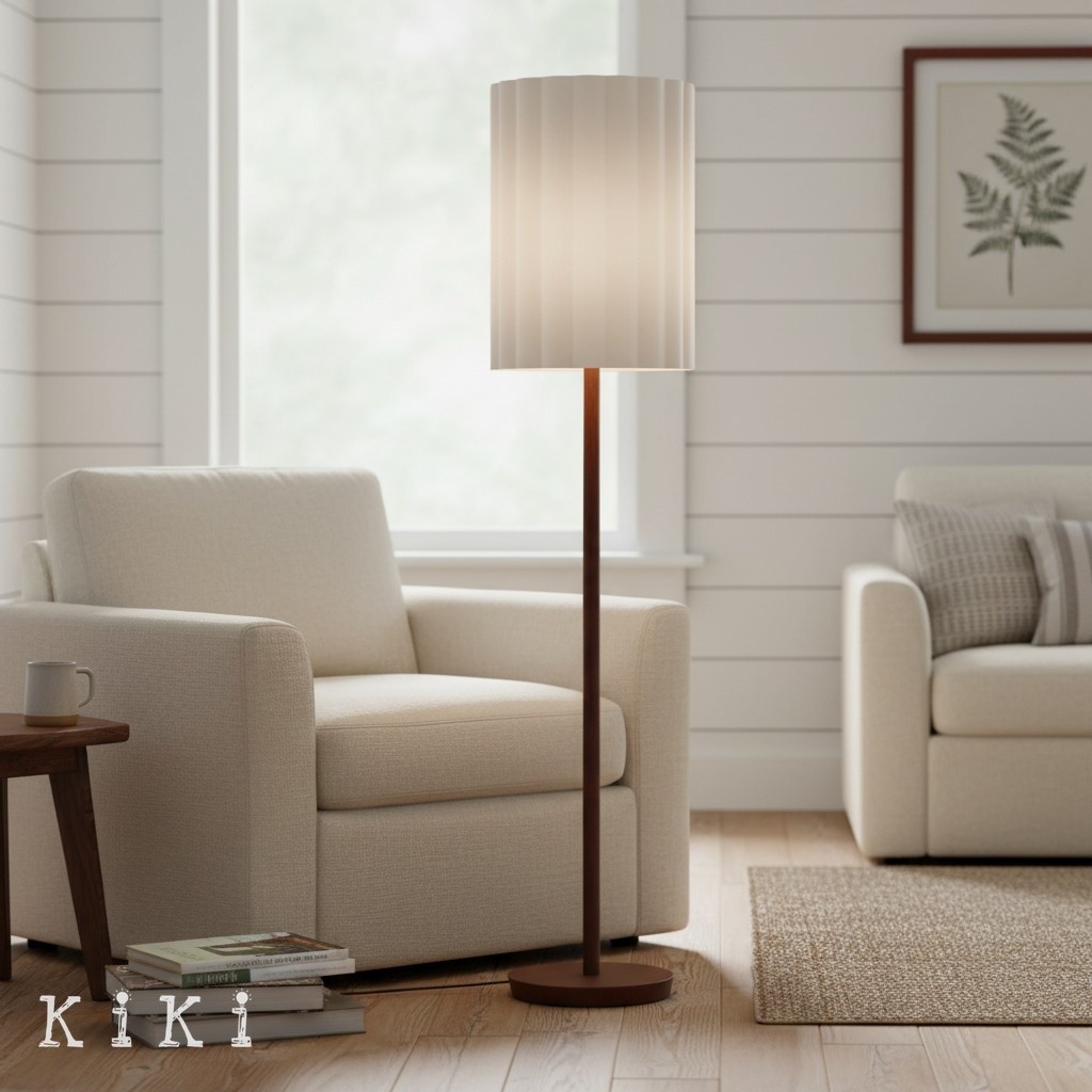 Linbron Fluted Fabric Shade Floor Light - Minimalist Fabric Floor Light for Interior Decor KL1667