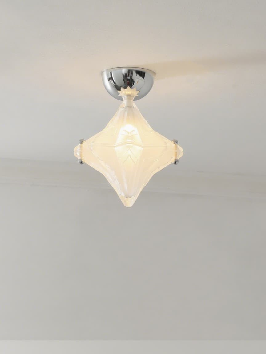 Art Deco Star Ceiling Lamp - Frosted Glass Fixture for Hallway & Entryway - Astris Ceres KL1564