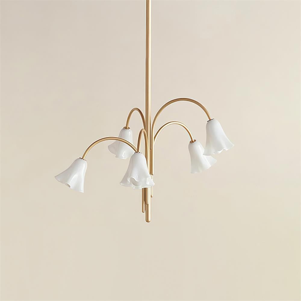 Bellina Modern Romantic Chandelier - Botanical Lily Design with Glass Flowers KL1449